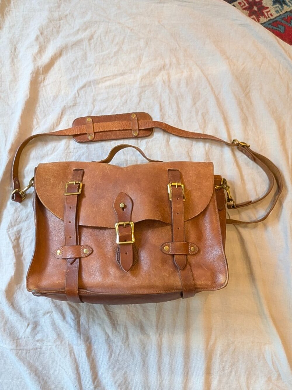 VINTAGE J. CREW LEATHER BRIEF/BAG